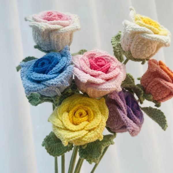 Hand-woven Crochet Flower Bouquet Small Thai Rose