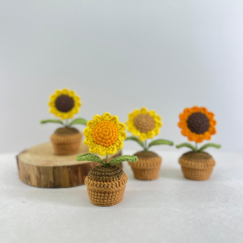 Handmade Crochet Flower Mini Potted Plant