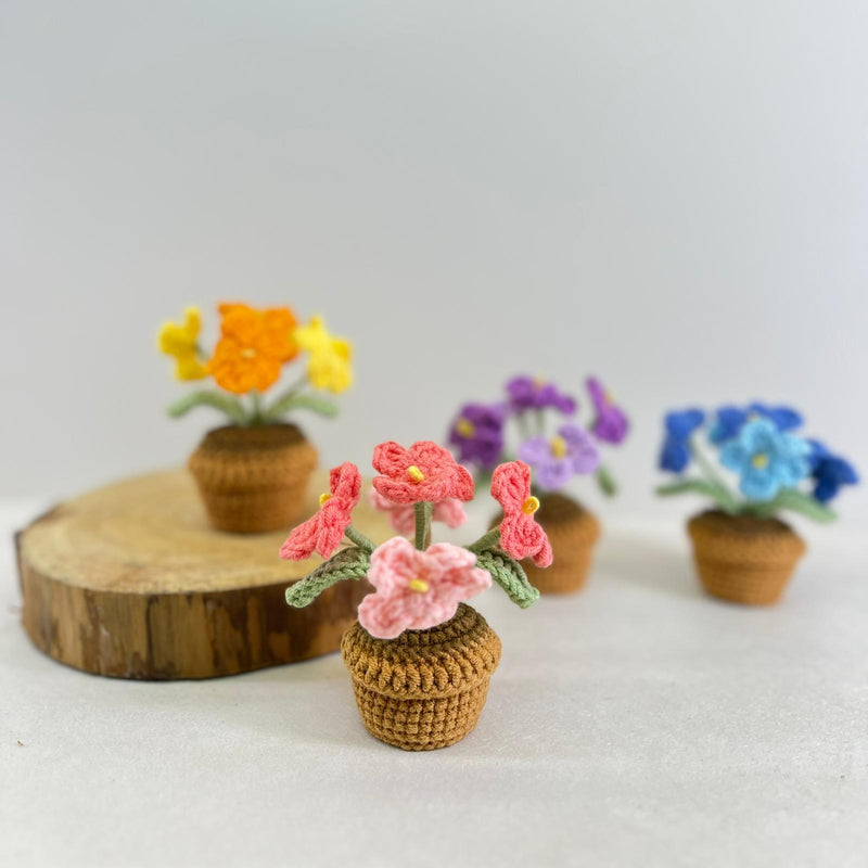 Handmade Crochet Flower Mini Potted Plant