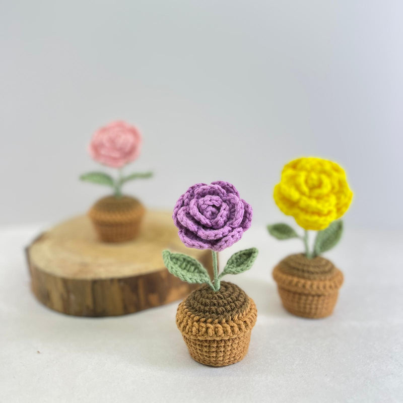 Handmade Crochet Flower Mini Potted Plant