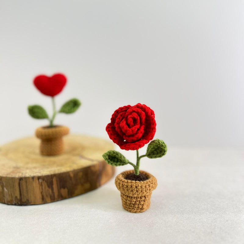 Handmade Crochet Flower Mini Potted Plant