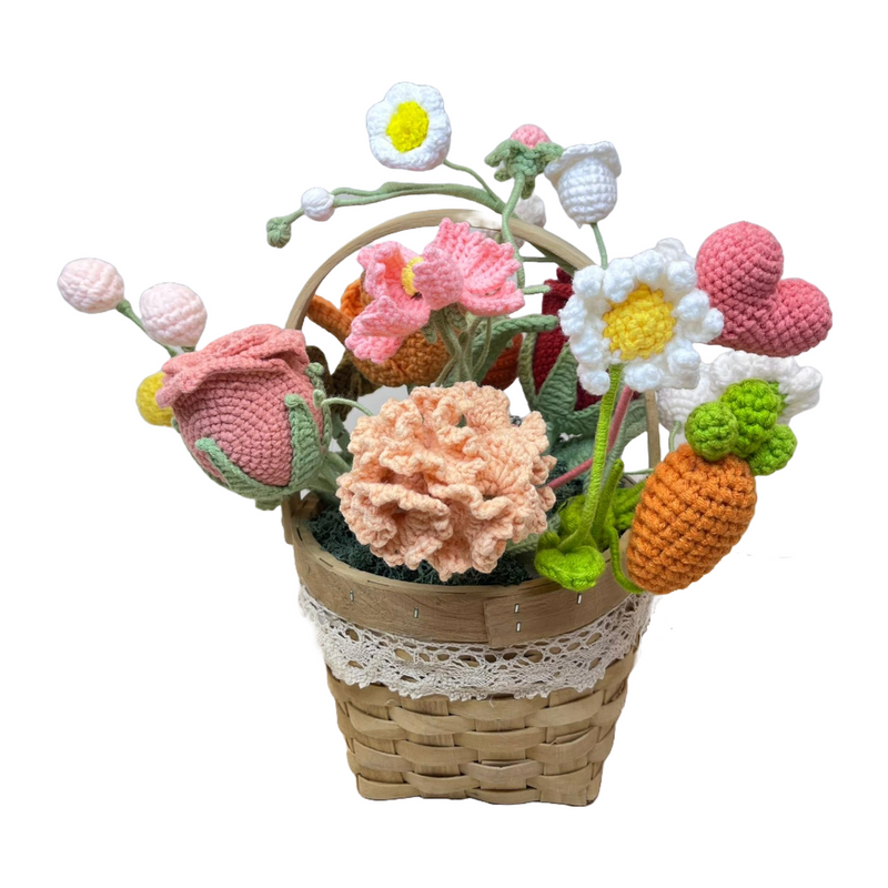 Floral Harmony Crochet Basket