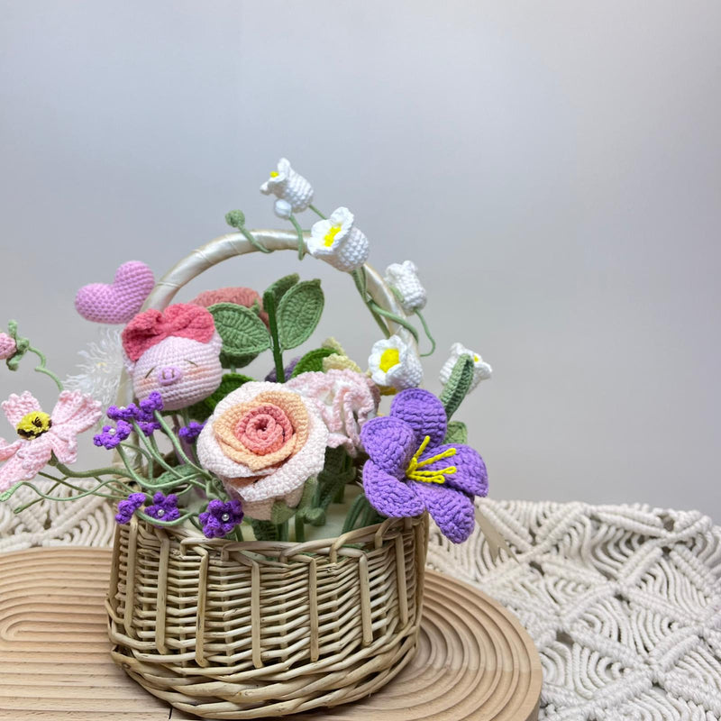 Floral Harmony Crochet Basket