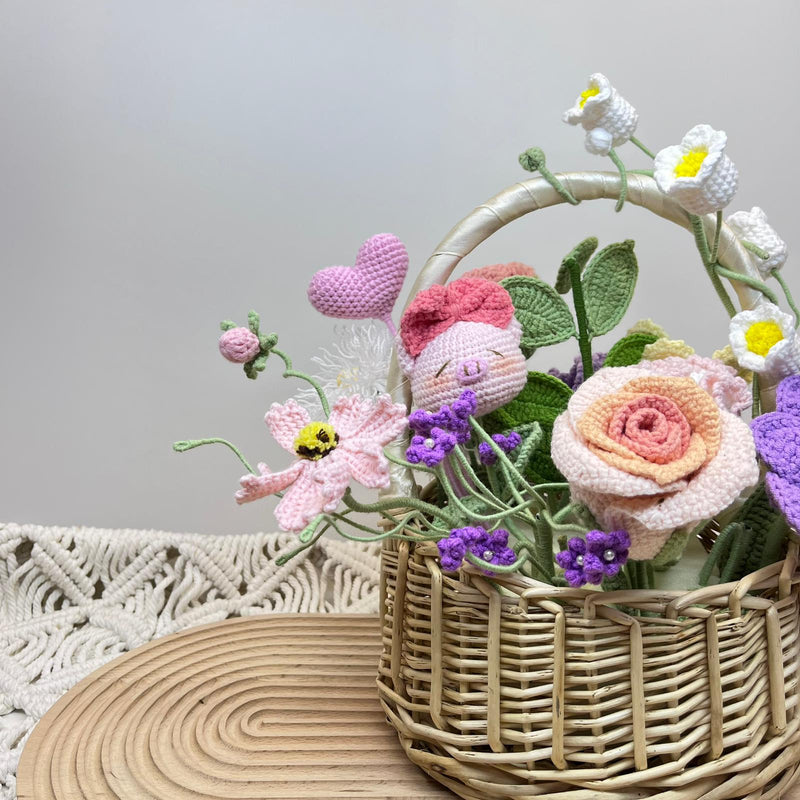 Floral Harmony Crochet Basket